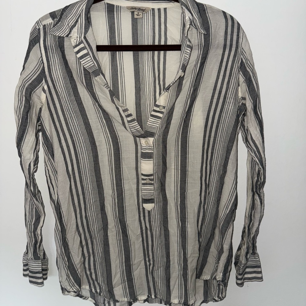 Lucky Brand Black and White Striped Men's Shirt